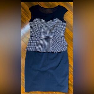 Navy & White Sleeveless Dress